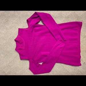 Hot pink shoulder cut out sweater
